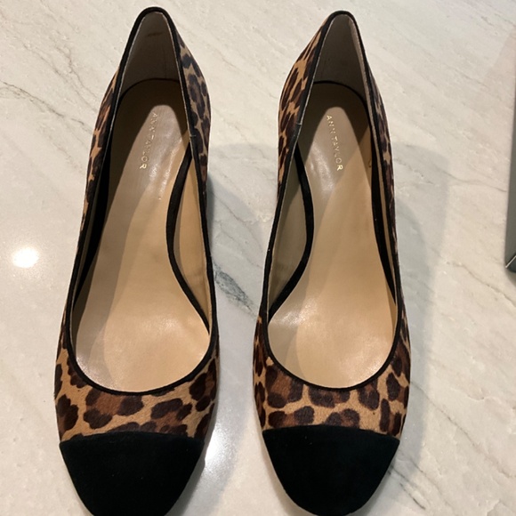 Ann Taylor Odelia Haircalf Cap Toe Pump Leopard Size 7 - Picture 5 of 8